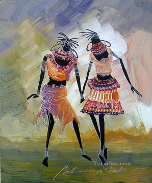 African Painting - black dancers African